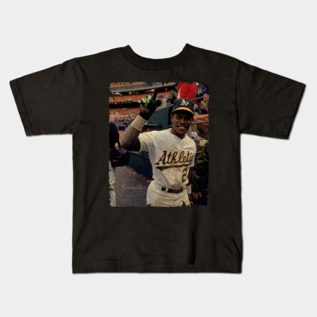 Rickey Henderson in Oakland Athletics, 1990 Kids T-Shirt by PESTA PORA